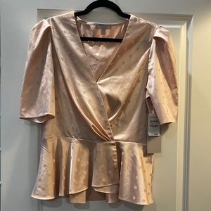 Chelsea28 Blush Pink Silky Polka Dot Top